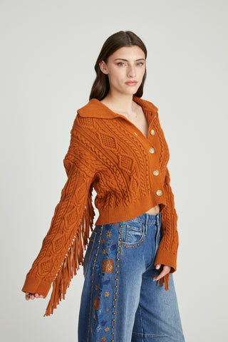 Fringe Cardi - Spice