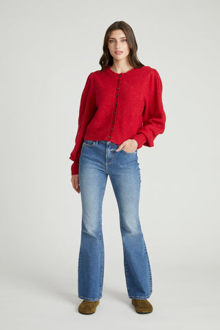 Pointelle Cardigan - Red