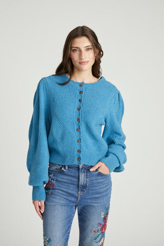 Pointelle Cardigan - Blue